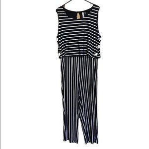 NWT NY Collection Petite Plus Striped Jumpsuit Sz 2X